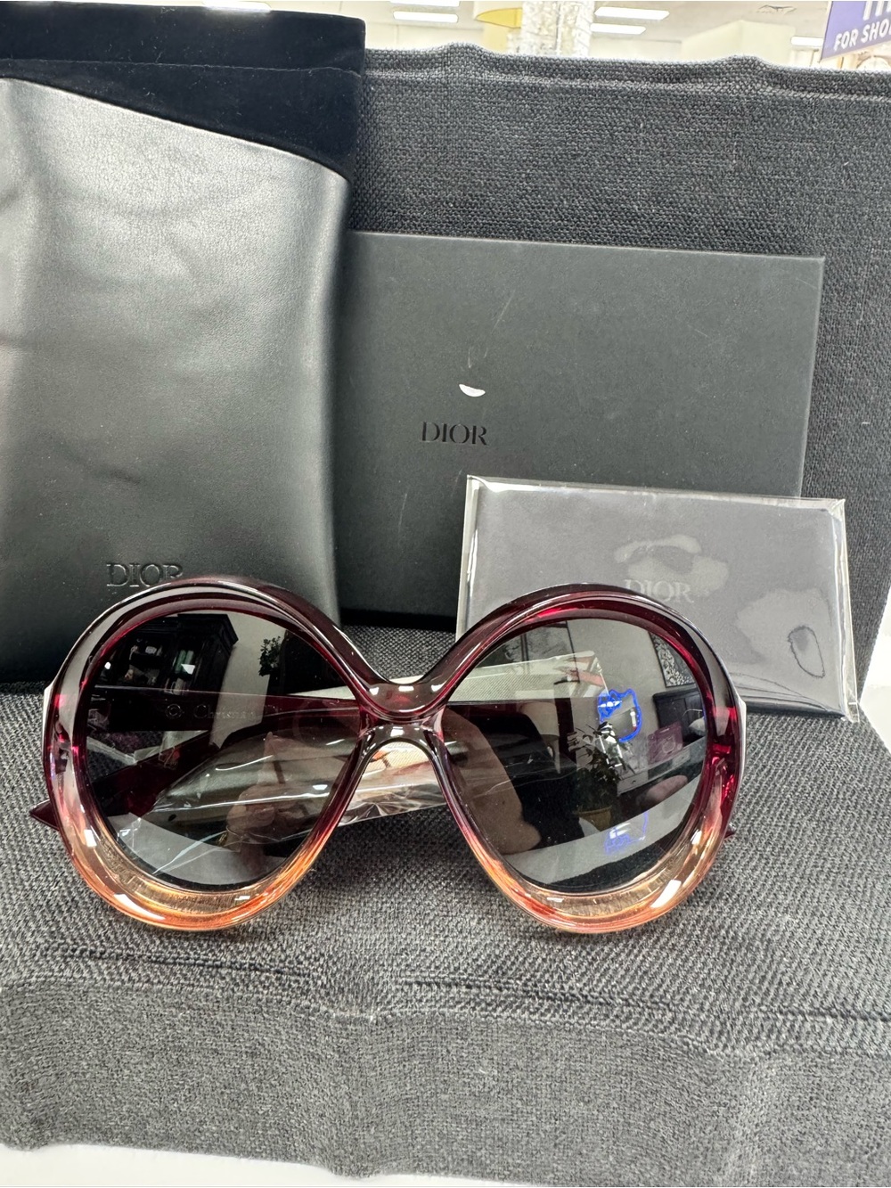Dior Gradient Burgundy to Peach Oversized Women's Sunglasses